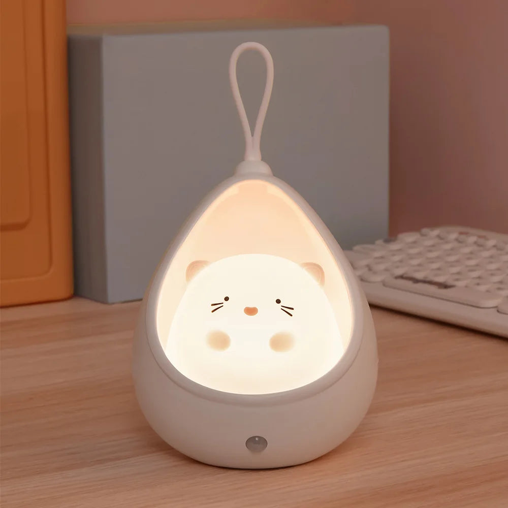 Night Light with Sensor Control cute animal Human Induction lamp For Kids edroom USB Rechargeable Silicone LED wall lights